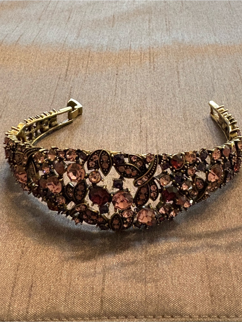 Heidi Daus Vintage Rhinestone Floral Headband - Pink Crystal Braclet
